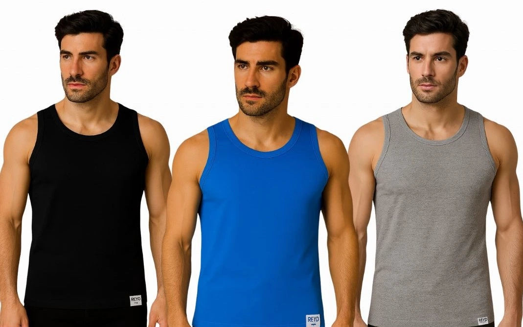 Men’s Cotton Sleeveless Vest – Pack of 3