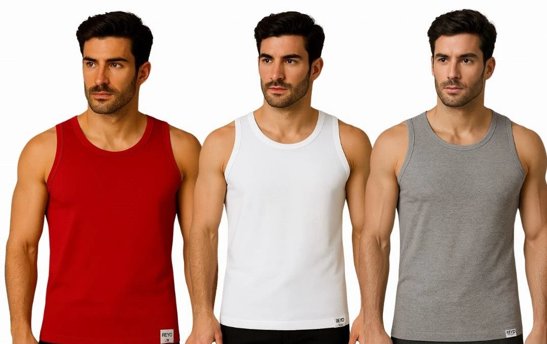 Men’s Cotton Sleeveless Vest – Pack of 3