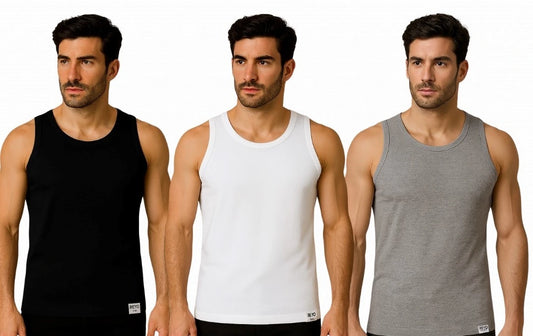 Men’s Cotton Sleeveless Vest – Pack of 3