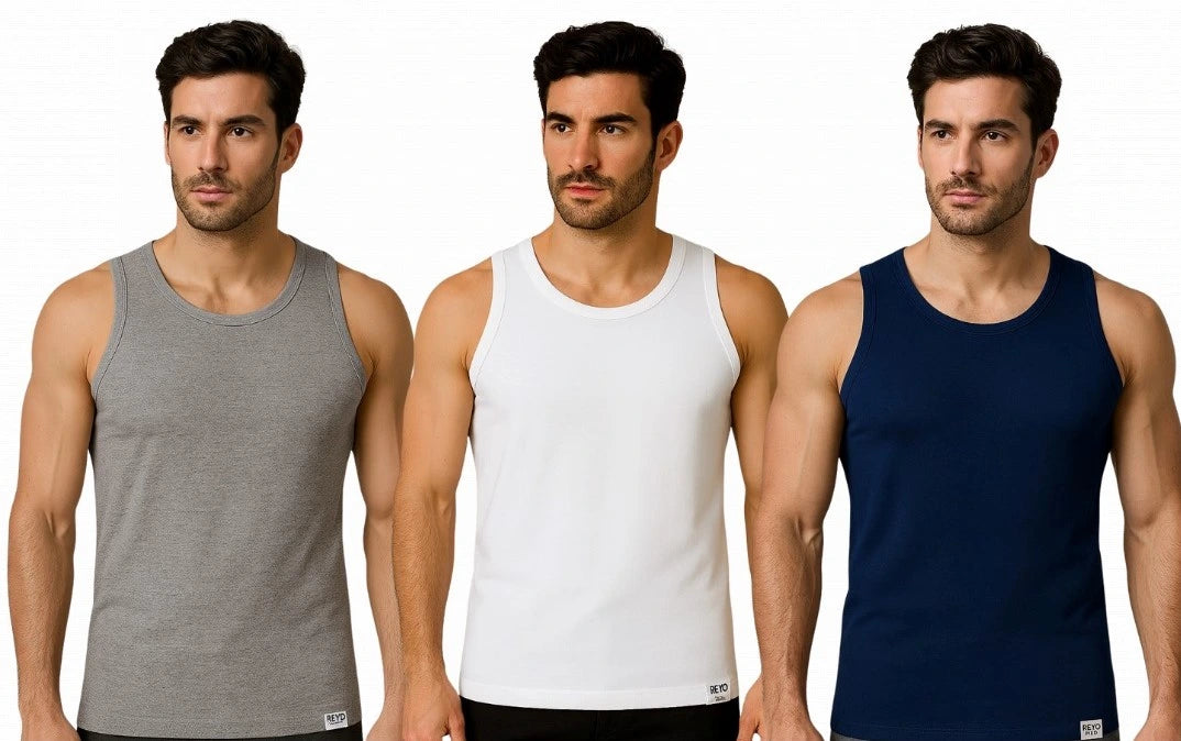 Men’s Cotton Sleeveless Vest – Pack of 3